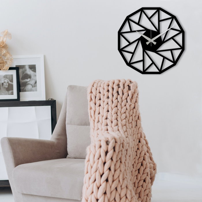 Wallity Enzoclock - S007 Reloj de pared decorativo de metal negro